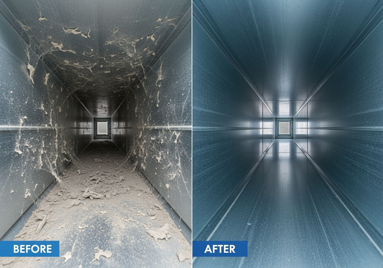 Air Duct Cleaning Service Before After Shot