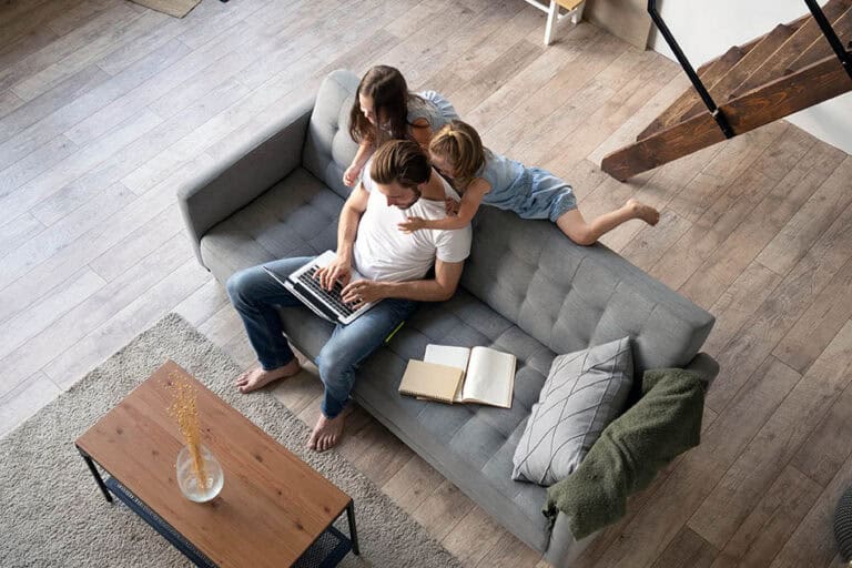 man with family enjoying life with clean air