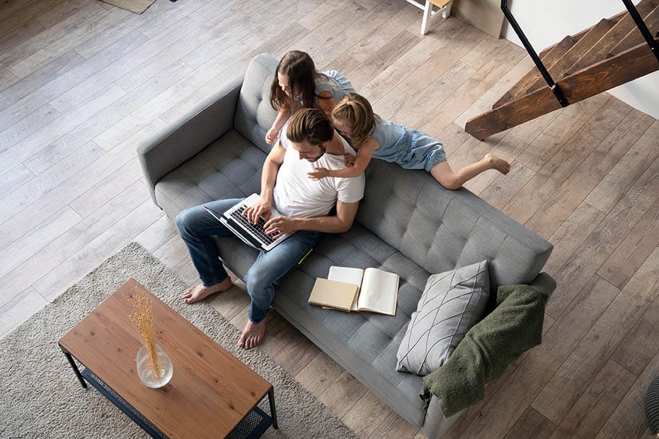 man with family enjoying life with clean air
